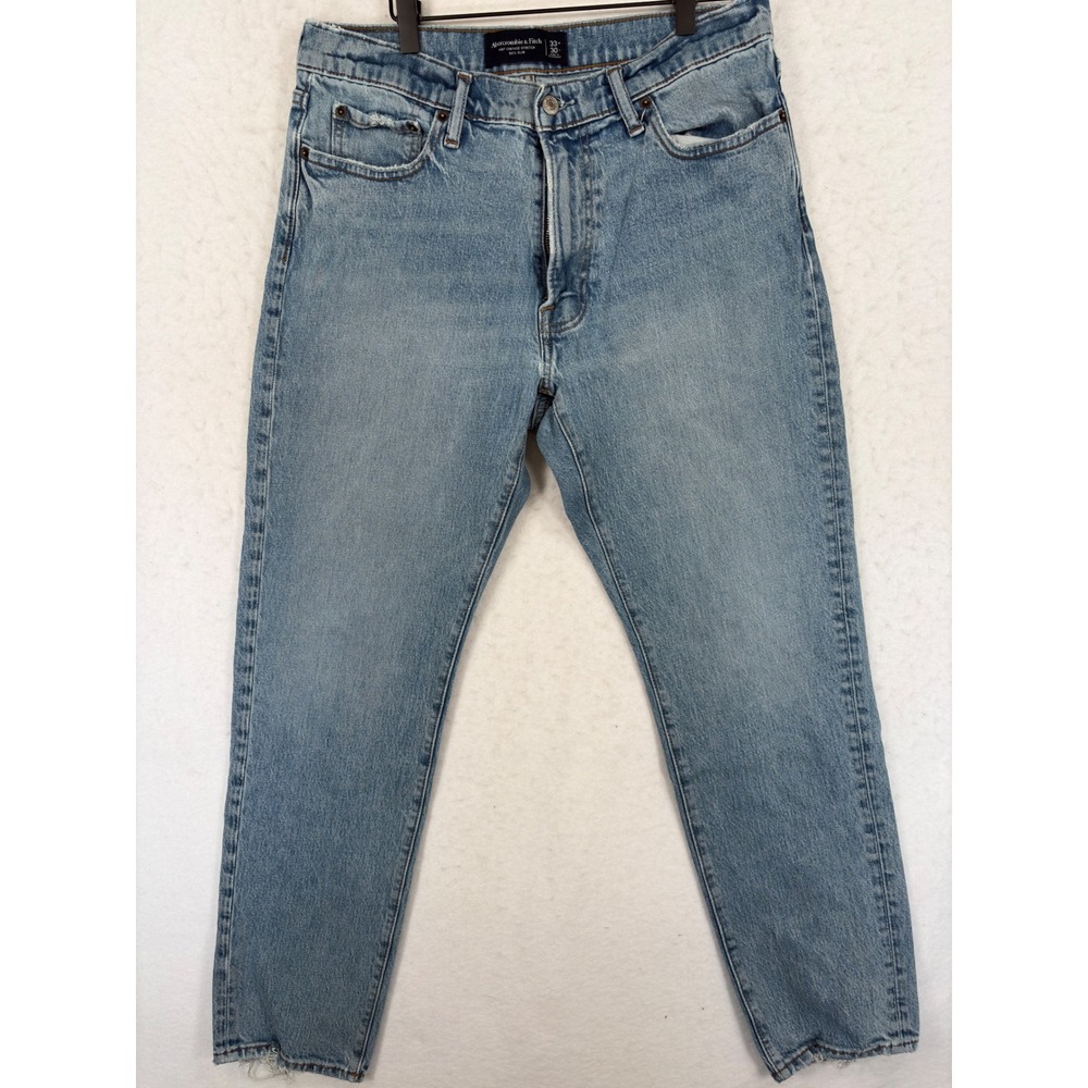 Abercrombie & Fitch 90s Slim Light Wash Distressed Vintage Stretch Jeans 33x30